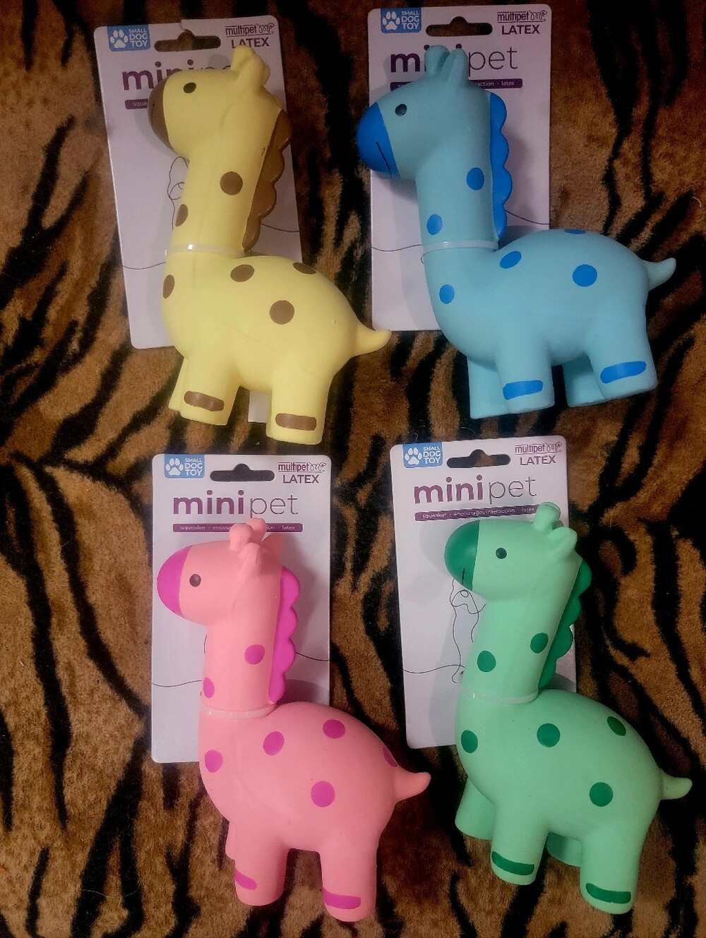 Multipet Dog Giraffe Squeaky Latex Toy Xs Mini Various Colors Ea.